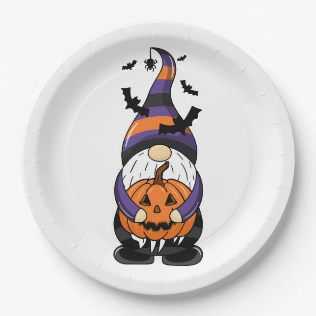 Halloween Gnome Paper Plate (Front)