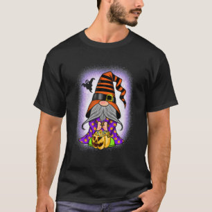 Halloween Gnome Witch Bleached Pumpkin Autumn Fall T-Shirt