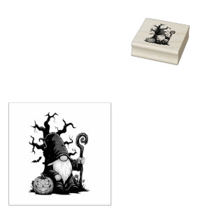 Halloween Gnome Wood Art Stamp