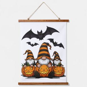 Halloween Gnome Wood Topped Wall Tapestry