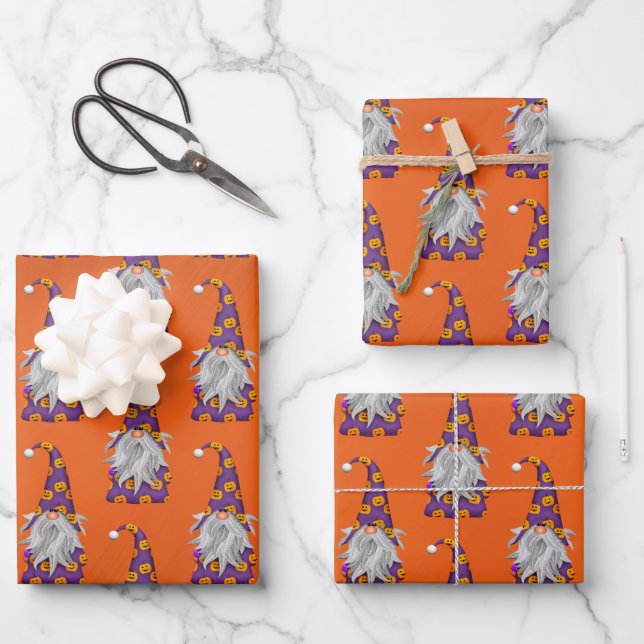 Halloween Gnome  Wrapping Paper Sheet (Front)