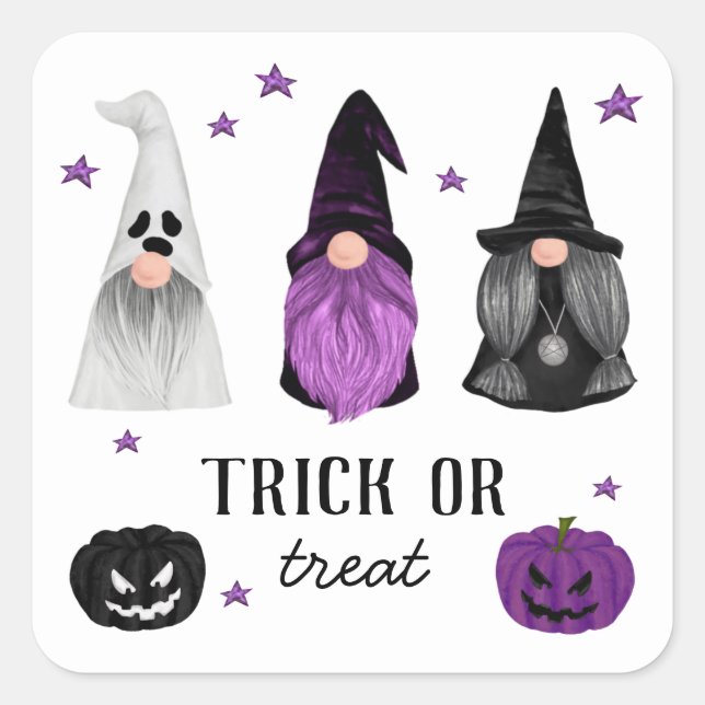 Halloween gnomes and pumpkin. Trick or treat Square Sticker (Front)