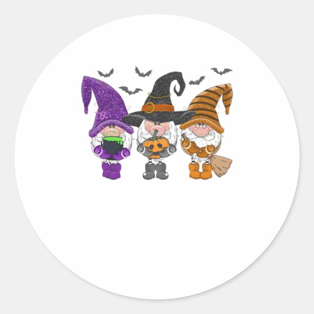 Halloween Gnomes Cute Autumn Pumpkin Fall Fu Classic Round Sticker (Front)