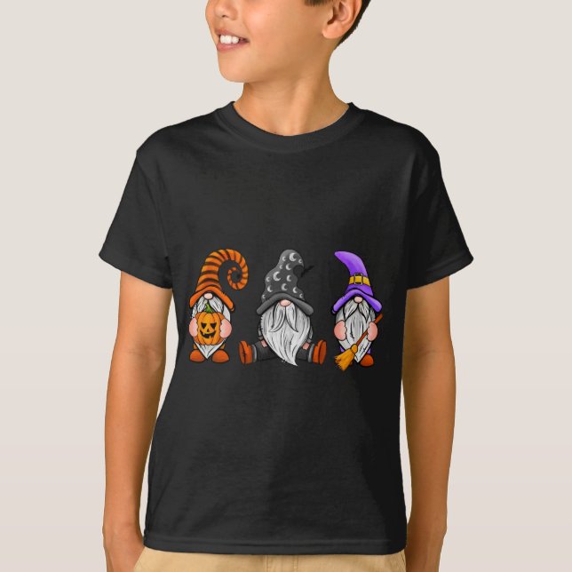 Halloween Gnomes Cute Autumn Pumpkin Fall Holiday T-Shirt (Front)