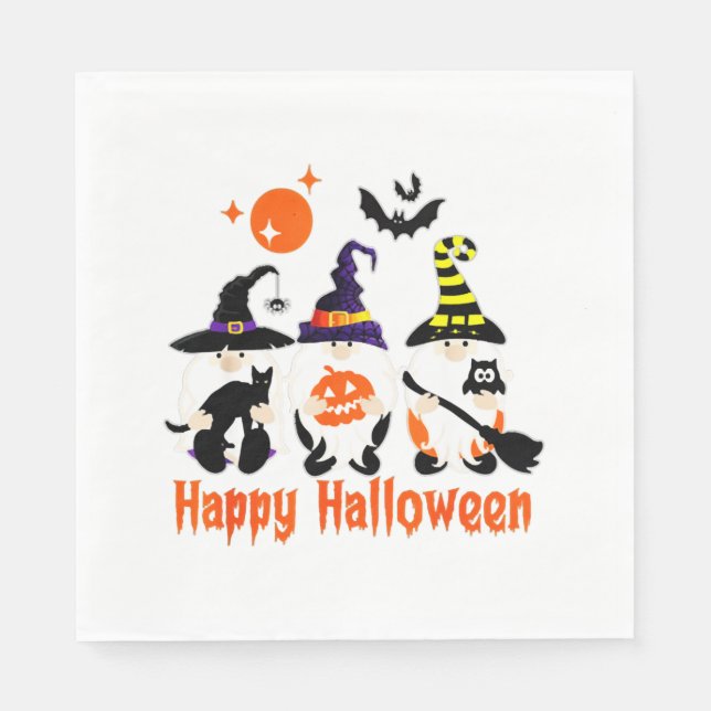 Halloween Gnomes Cute Autumn Pumpkin Fall Napkin (Front)