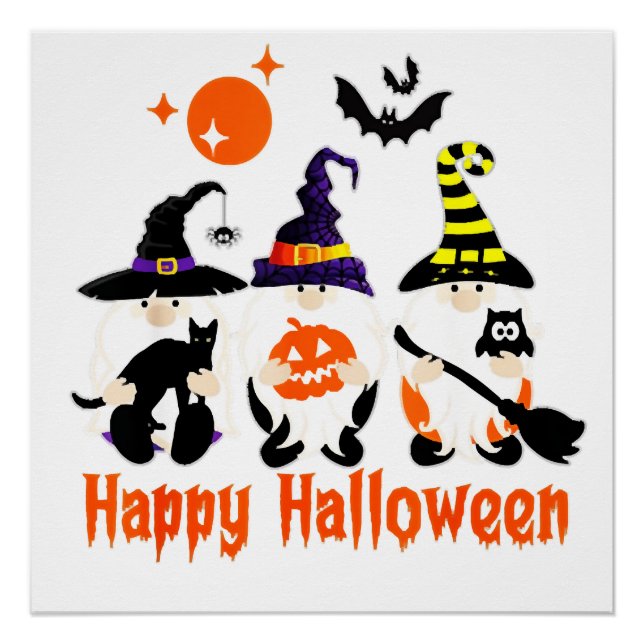 Halloween Gnomes Cute Autumn Pumpkin Fall Poster (Front)