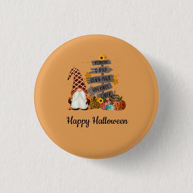 Halloween Gnomes, Fall, Pumpkins, Halloween Party 3 Cm Round Badge (Front)