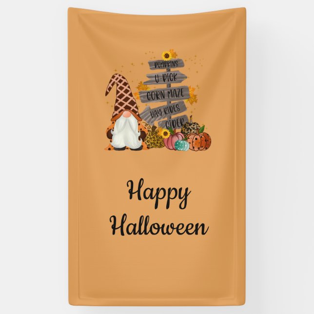 Halloween Gnomes, Fall, Pumpkins, Halloween Party  Banner (Vertical)