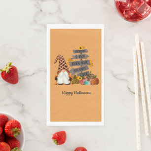 Halloween Gnomes, Fall, Pumpkins, Halloween Party  Napkin