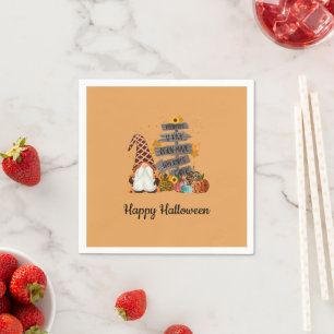 Halloween Gnomes, Fall, Pumpkins, Halloween Party Napkin
