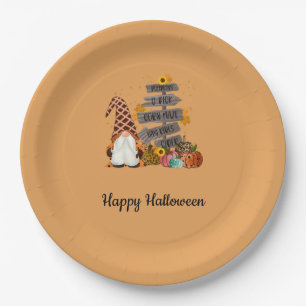Halloween Gnomes, Fall, Pumpkins, Halloween Party Paper Plate
