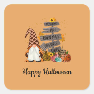 Halloween Gnomes, Fall, Pumpkins, Halloween Party Square Sticker