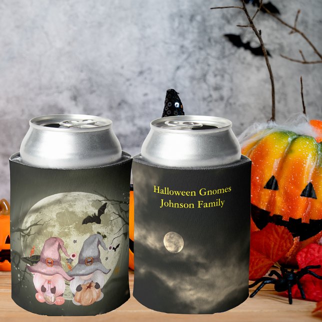 Halloween Gnomes Full Moon Family Name Can Cooler (Halloween Gnomes Full Moon Family Name Can Cooler)