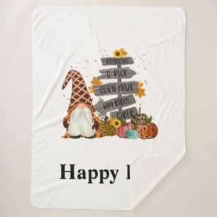Halloween Gnomes, Happy Fall, Pumpkins, Hayrides Sherpa Blanket