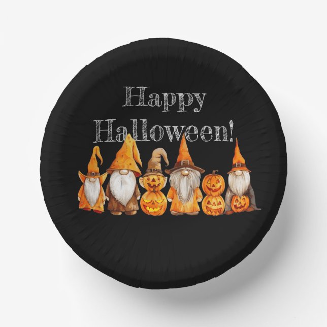 Halloween Gnomes Paper Plate (Front)