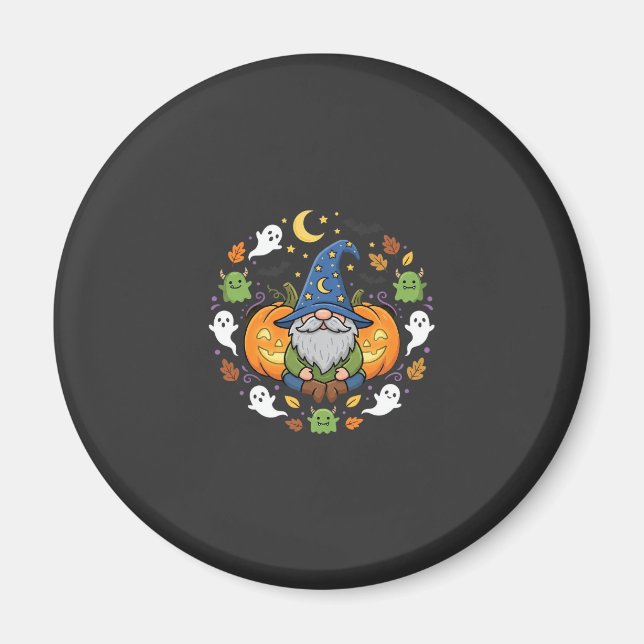 Halloween Gnomes Pumpkin Magic Design Magnet (Front)