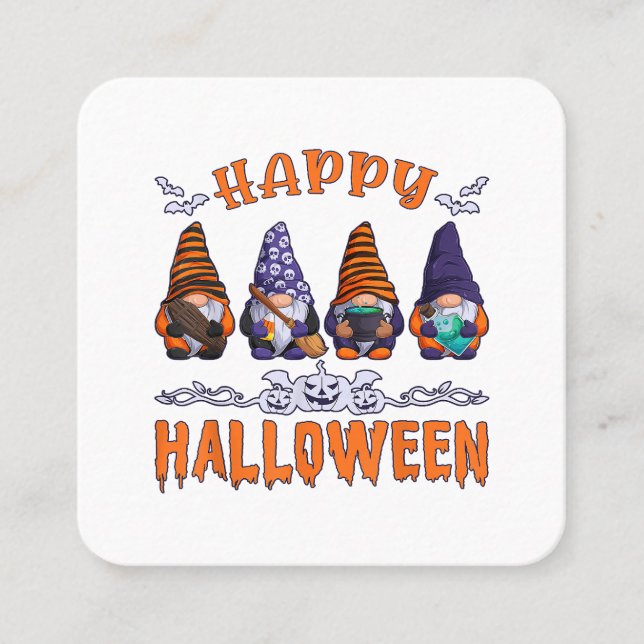 Halloween Gnomes Square Business Card (Front)