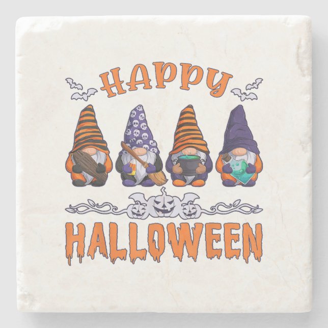 Halloween Gnomes Stone Coaster (Front)
