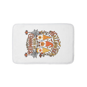 Halloween Gnomies Pumpkin Spider Web Bats_1 Bath Mat
