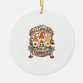 Halloween Gnomies Pumpkin Spider Web Bats_1 Ceramic Tree Decoration