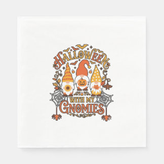 Halloween Gnomies Pumpkin Spider Web Bats_1 Napkin