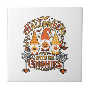 Halloween Gnomies Pumpkin Spider Web Bats_1 Tile