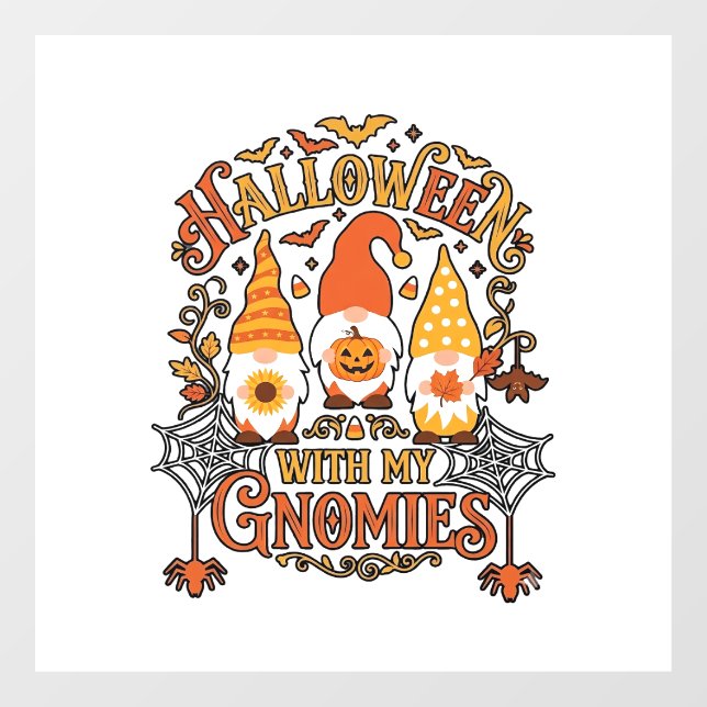 Halloween Gnomies Pumpkin Spider Web Bats_1 Window Cling (Sheet)