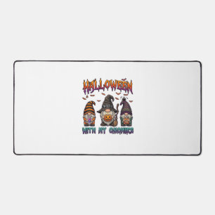 Halloween Gnomies Three Gnomes Witch Hat Pumpkin_1 Desk Mat