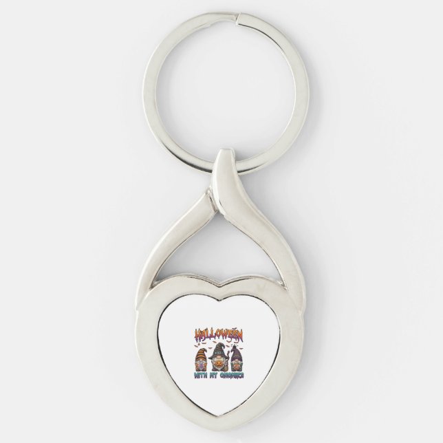 Halloween Gnomies Three Gnomes Witch Hat Pumpkin_1 Key Ring (Front)