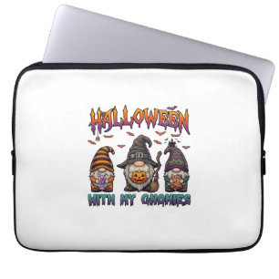 Halloween Gnomies Three Gnomes Witch Hat Pumpkin_1 Laptop Sleeve
