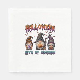 Halloween Gnomies Three Gnomes Witch Hat Pumpkin_1 Napkin