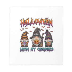Halloween Gnomies Three Gnomes Witch Hat Pumpkin_1 Notepad