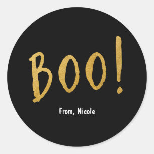 Halloween Gold BOO Black Party Favour Sticker