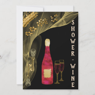 Halloween Gold Skull Glitter & Shower Wine Party Invitation
