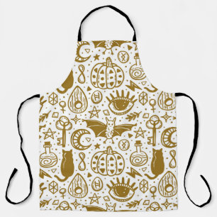Halloween golden ink, seamless silhouette pattern. apron