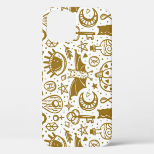 Halloween golden ink, seamless silhouette pattern. iPhone 12 case