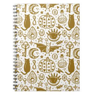 Halloween golden ink, seamless silhouette pattern. notebook
