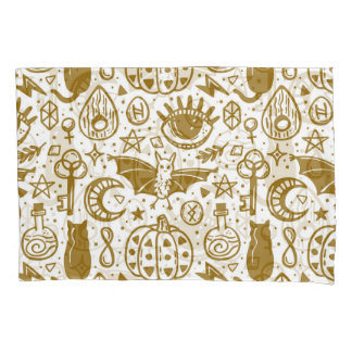 Halloween golden ink, seamless silhouette pattern. pillowcase
