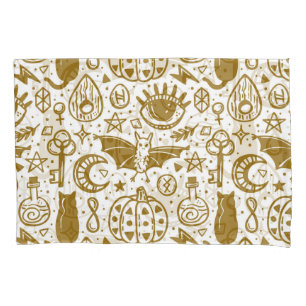 Halloween golden ink, seamless silhouette pattern. pillowcase