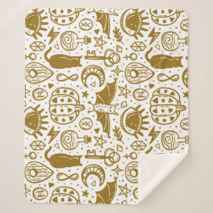Halloween golden ink, seamless silhouette pattern. sherpa blanket