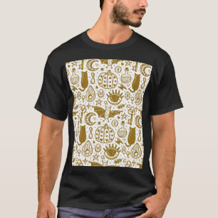 Halloween golden ink, seamless silhouette pattern. T-Shirt