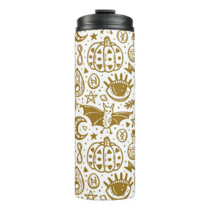 Halloween golden ink, seamless silhouette pattern. thermal tumbler