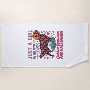 Halloween Golden Retriever_1 Beach Towel