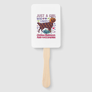 Halloween Golden Retriever_1 Hand Fan
