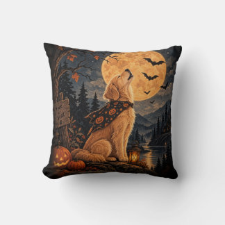 Halloween golden retriever cushion