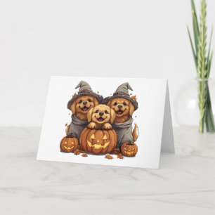 Halloween Golden Retriever Dogs Jack O Lantern Card
