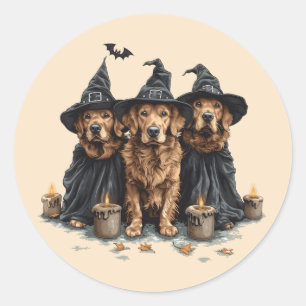 Halloween Golden Retriever Dogs Jack O Lantern Classic Round Sticker