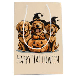 Halloween Golden Retriever Dogs Jack O Lantern Medium Gift Bag