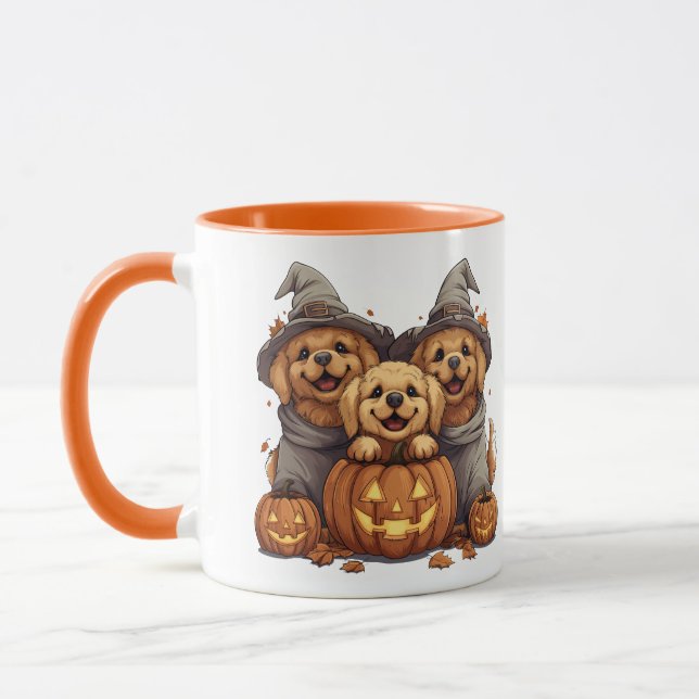 Halloween Golden Retriever Dogs Jack O Lantern Mug (Left)