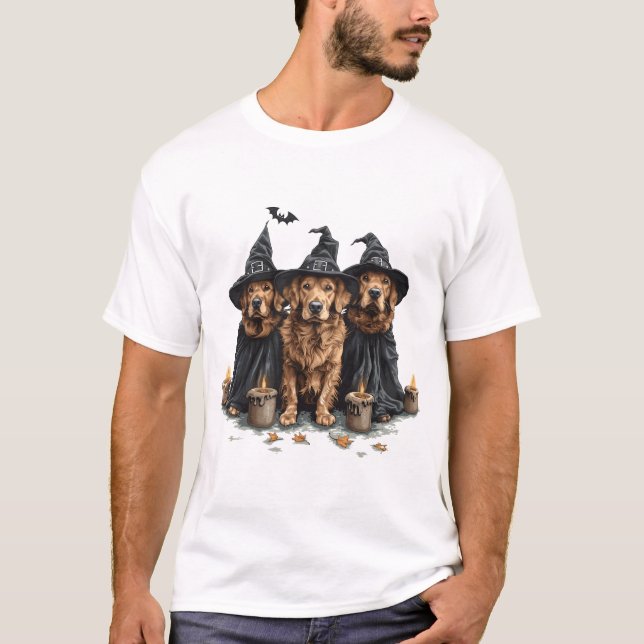 Halloween Golden Retriever Dogs Jack O Lantern T-Shirt (Front)